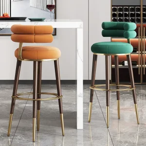 Stainless Steel Base Modern Luxury Velvet Fabric Bar Stool Commercial Hotel Restaurant Dining Home Bar Workshop Counter Chair