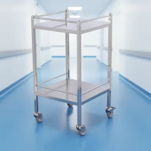 Stainless Steel Commercial Medical Cart 2 Tier Hospital Trolley with Lockable Swivel Casters Heavy Duty Underbracing Stability