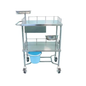 Stainless Steel Dressing Cart Hospital Multi Drawer Lockable 4 Wheel Silent Mobile Medical Cart OEM