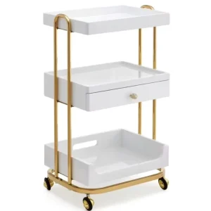 Stainless Steel Durable Eco-Friendly Portable 3-Tier Salon Trolley Cart Drawer for Beauty Spa Nail Tech Esthetician Mall Use