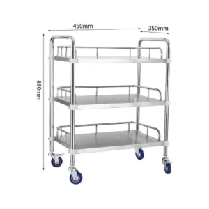 Stainless Steel Emergency Treatment Trolley Hospital Cart With Wheels