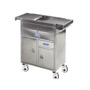 Stainless Steel Emergency Trolley CR Trolley ABS Mobile Wheels Brake Multi functional Nursing Trolley for Hospital Emergency Use