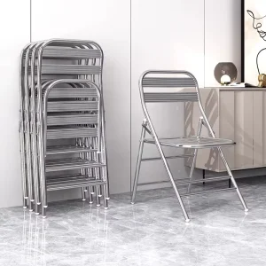 Stainless Steel Foldable Chair Stool Thickened Outdoor Backrest Portable Metal Household Industrial Commercial Use