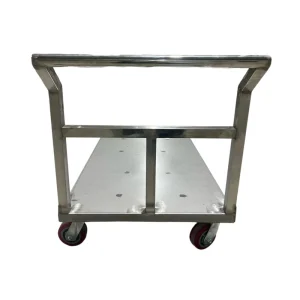 Stainless Steel Foldable Heavy Duty Hand Trolley Cart Flatbed Platform with Wheels for Hotel Restaurant Kitchen Use