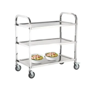 Stainless Steel Food Serving Trolley with Dining Cart Kitchen Storage Trolley