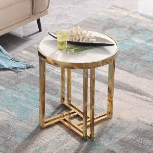 Stainless Steel Furniture Metal Leg Marble Top Small Table Home Side Coffee Tea Table