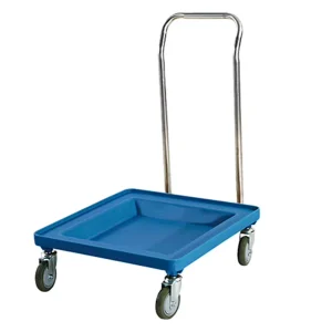 Stainless Steel Handle Plastic Frame Rack Dolly Dish Basket Trolley Blue 150kg Capacity 540x540x785mm Hotel Restaurant Supplies