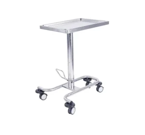 Stainless Steel Height adjustable Instrument Trolley Overbed Table for Dining Hydraulic Mayo Table