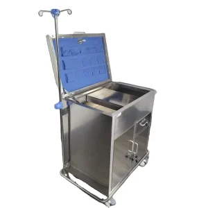 Stainless Steel Hospital Furniture Medical Treatment Trolley Nursing Cart with IV Pole Lockable Cabinet for ICU