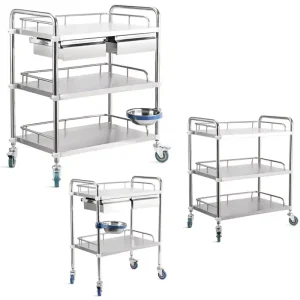 Stainless Steel Hospital Medical Emergency Treatment Trolley with Drawers Far Infrared Disinfecting
