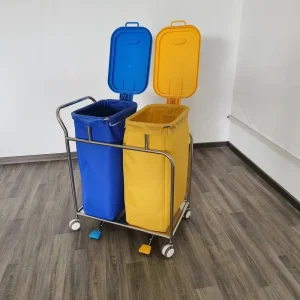 Stainless Steel Hospital Medical Laundry Trolley Linen Cart Nursing Dirty Clothes Collection Cart with Foot Pedals for Hospital