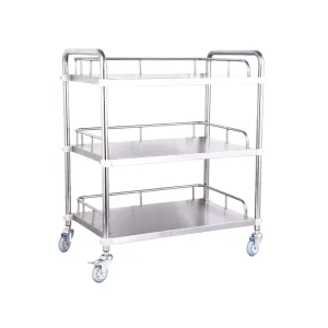 Stainless Steel Hospital Trolley 3 Layers with Wheels