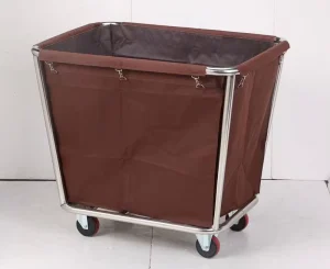 Stainless Steel Hotel Linen Trolley Thickened Silent Hotel Linen Cart Multi-functional Housekeeping Cart for Hotel Guest Room