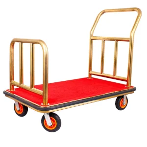 Stainless Steel Iron Industrial Four Wheel 200kg Luggage Cart for Hotel Lobby Push Pull Service