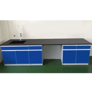 Stainless Steel Laboratory Bench Integrated Storage Drawers Cabinets Modern Design for School Use Organized Laboratory Equipment