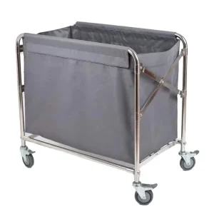 Stainless Steel Linen Laundry Trolley Cart with Wheels Commercial Hotel Housekeeping Rolling Laundry Baskets