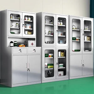 Stainless Steel Lockable Hospital Cabinet Modern Design Eco Friendly Medical Clinic Drug Instrument Storage Locker