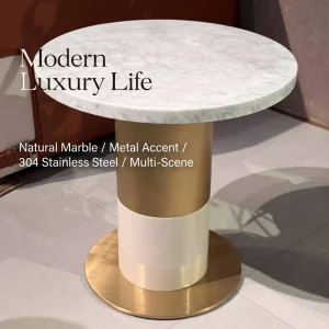 Stainless Steel & Marble Italian Luxury Handmade Coffee Table for Bedroom Living Room Villa Customizable Size & Color