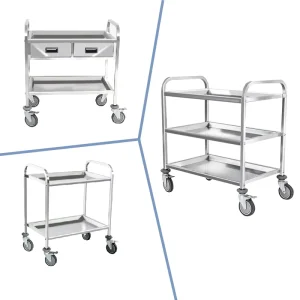 Stainless Steel Medical Cart Clinic Hospital Trolley With Wheels and Drawer