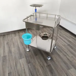 Stainless Steel Medical Instrument Trolley Hospital Nursing Cart with Drawer Bowl Bucket for Clinic ICU Ward Use