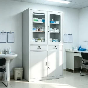 Stainless Steel Medical Medicine Cabinet Glass Door Instrument Storage Cabinet for Hospital Clinic
