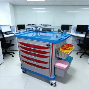 Stainless Steel Medical Trolley Hospital Nursing Cart with Drawers Blue 79x52x92cm Hospital Furniture