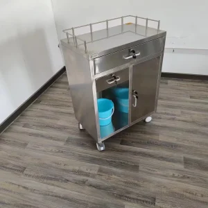 Stainless Steel Medical Waste Cart Hospital Furniture Dressing Trolley with Bucket for Clinic ICU Nursing Home