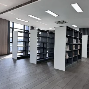 Stainless Steel Modern Commercial Library Bookcase 5 Adjustable Shelves Floor Standing Home Office Hospital School Shelving