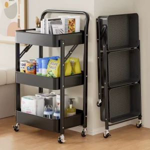 Stainless Steel Modern Salon Trolley with 3 Tier Design 4 Lockable Wheels PP Baskets Bathroom Use Beauty Cart