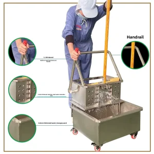 Stainless Steel Mop Bucket Press Trolley Hotel Catering Food Plant Disinfection Cleaning Mop Wringer Cart