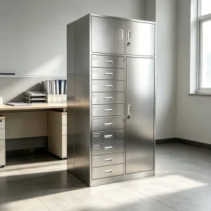 Stainless Steel Office Filing Cabinet Storage Cabinet with Lock Suitable for Home Gym School and Office Stationery Storage