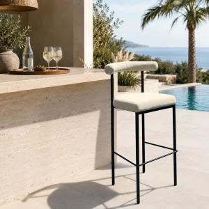 Stainless Steel Outdoor Bar Chair Hotel Bar Counter Stool for Outdoor Kitchen Hotel Resort Pool Bar Projects