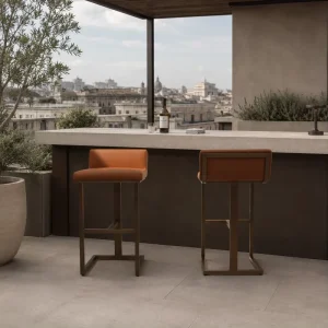 Stainless Steel Outdoor Bar Chair Waterproof Cushion Bar Stool for Hotel Rooftop and Yacht Club Project