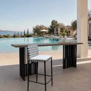 Stainless Steel Outdoor Bar Set Resort Outdoor High Dining Bar Chair Set for Resort Hotel Patio&Poolside Project