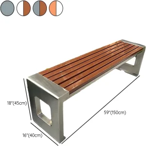 Stainless Steel Outdoor Bench Seating with Wooden Finish for Park Garden