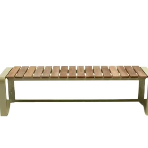 Stainless Steel Outdoor Bench with Backrest Modern Long Seating for Plazas Shopping Malls Restaurants