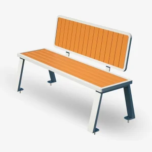 Stainless Steel Outdoor Bench with Solid Wood Seat Customizable Design for Patio Park Gym & Hospital Use