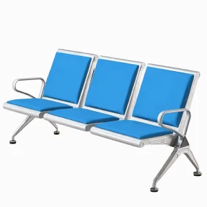 Stainless Steel Outdoor Waiting Chair Triple Bench 3 Seats for Airport Waiting Room