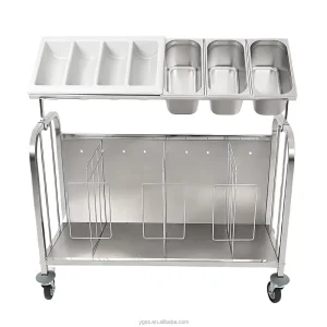Stainless Steel Plate Trolley Vertical Plate Stacking Cart for Hotel Restaurant Catering