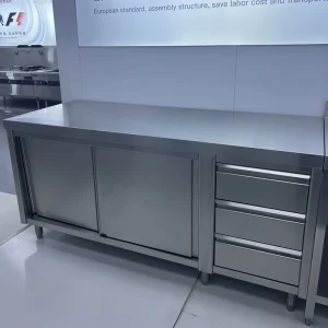 Stainless Steel Professional Sliding Door Workbench with Drawers SS Worktable for Lab and Hospital