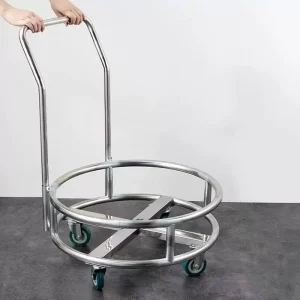 Stainless Steel Roller with Handle Hotel Restaurant Roller for Stock Pot Shelf with Wheels