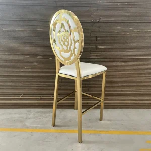Stainless Steel Rose Backrest Dining Chair Pattern High Bar Stool