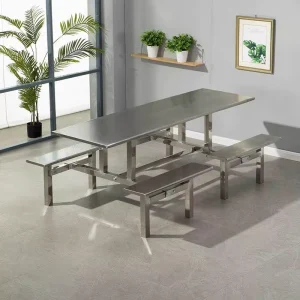 Stainless Steel School Cafeteria & Restaurant Dining Table and Chair Set Foldable Multi-Person Seating for Fast-Service Stores