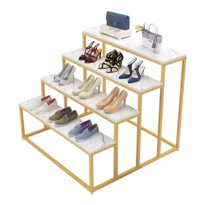 Stainless Steel Shopping Mall Bag Shoe Display Rack with Modern Design Durable Construction for Supermarket Flower Shop Use