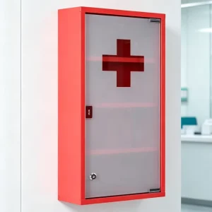Stainless Steel Tiered Shelves First Aid Storage Medicine Cabinet with Lock Tempered Glass Door for Hospital Clinic Pharmacy