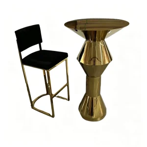 Stainless Steel Titanium Gold Bar Table Dining Table Hotel Banquet Wedding Furniture