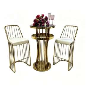 Stainless Steel Titanium Gold Bar Table Perfect for Bars Hotels and Weddings