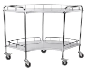 Stainless Steel Two-tier Hospital Medical Trolley Cart with Big Wheel