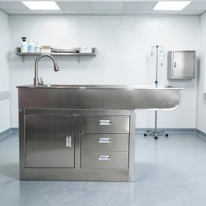 Stainless Steel Veterinary Treatment Table with Sink and Cabinet Wet Vet Table for Clinics and Hospitals Manufacturer Supplier