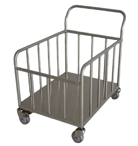 Stainless Steel Wire Frame Hand Trolley Rustproof Easy Clean Basket Cart for Hospital Kitchen Factory